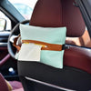 Car Tissue Holder, Sun Visor Napkin Holder, Car Seat Headrest Hook Storage Organizer, PU Leather Backseat Tissue Case Holder for Car, Outdoor Portable Tissue Bag