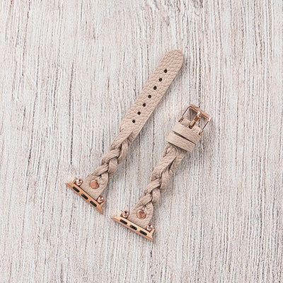 Womens Apple Watch Strap - iWatch Leather Band - Leather iWatch Strap - Leather Braided Personalized Watch Band / GRAY